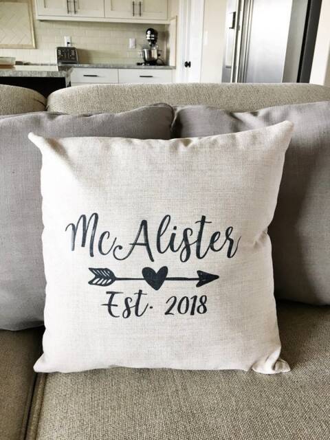 Personalized Linen Monogram Pillow Cover Rustic Farmhouse Decor - image 1