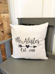 Personalized Linen Monogram Pillow Cover Rustic Farmhouse Decor - thumbnail 2