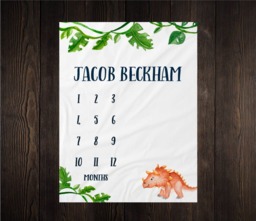 Dinosaur Milestone Blanket Monthly Growth Tracker Soft Fleece Baby Shower Gift Newborn Watch Me Grow Boy