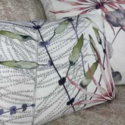 Handmade Harlequin Pillow Cover Abstract Botanical Watercolor Lumbar Cushion - thumbnail 2
