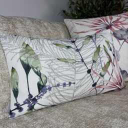 Handmade Harlequin Pillow Cover Abstract Botanical Watercolor Lumbar Cushion