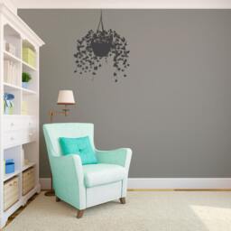 Modern Hanging Basket Leaves & Vines Silhouette - Wall Decal Custom Vinyl Art Stickers - thumbnail 2
