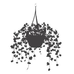 Modern Hanging Basket Leaves & Vines Silhouette - Wall Decal Custom Vinyl Art Stickers - thumbnail 3