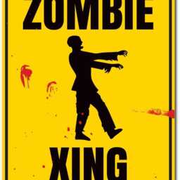 Zombie Crossing Sign - Funny Halloween Decor Horror Room Wall Art Spooky Metal Apocalypse Warning Scary Movie - thumbnail 2