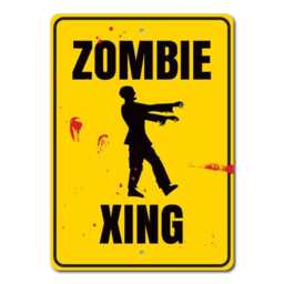 Zombie Crossing Sign - Funny Halloween Decor Horror Room Wall Art Spooky Metal Apocalypse Warning Scary Movie - thumbnail 3