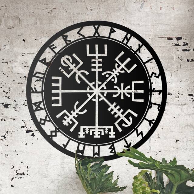 Black Or Rustic Vegv??sir Viking Compass Wall Art/Metal Art/Viking Fans, Scandinavian, Last Kingdom, Vikings, Nordic, Icelandic Gift - image 1