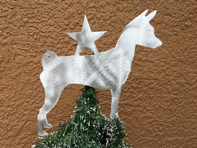 Basenji Dog, Dog Tree Topper, Holiday Decoration, Wreath Christmas, Aluminum, Memorial, Angel - image 1