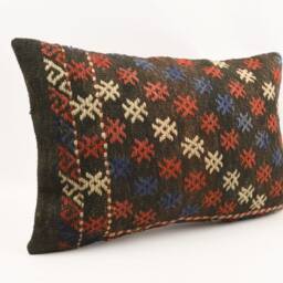 Anatolian Kilim Lumbar Pillow Bohemian Wool Cushion Cover - 16x24 - thumbnail 3