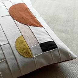 Decorative Cushions Square 40 X cm Design in Cotton & Linen Geometric Graphic Pattern Bauhaus Natural Dye Handmade - thumbnail 2