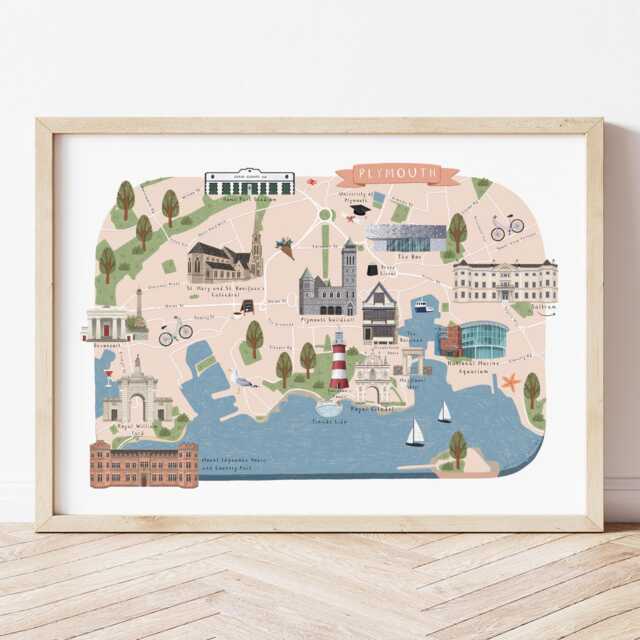 Plymouth Map, Illustrated Map Of Plymouth, Poster, Print, Art, Gift, University - image 1