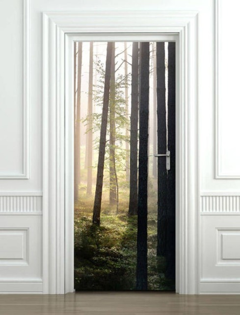 Forest Wall Decal, Door Sticker, Mural, Wallpaper, Nature Home Design Trees Fridge Decor - image 1