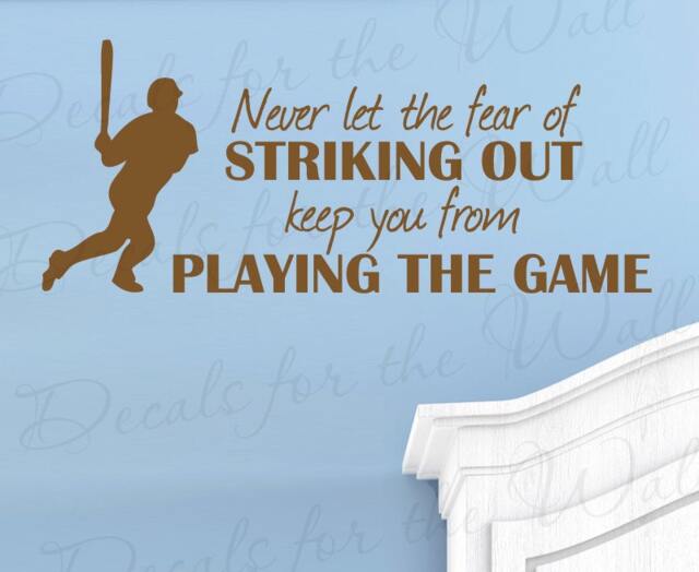 Never Let Fear Striking Out Keep You From Playing Game Baseball Boy Sports Kid Room Playroom Vinyl Quote Wall Decal Art Sticker Decor S10 - image 1