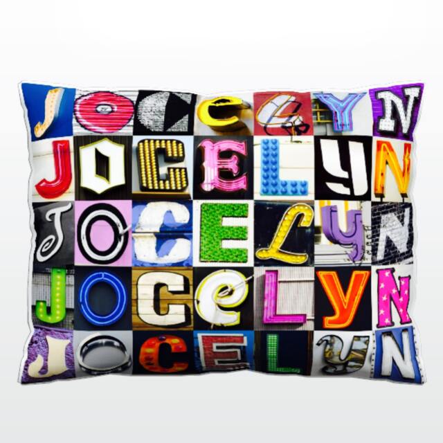 Personalized Pillow Featuring Jocelyn in Photos Of Sign Letters Custom Couch Cushions Colorful Pillows Photo Pillow Sofa Pillows