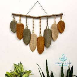 Macrame Feather Wall Hanging Rustic Boho Home Decor - thumbnail 2
