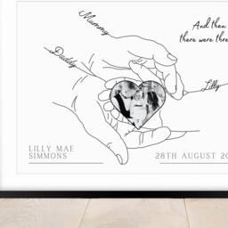 Personalised New Baby Gift For Parents, Family Hands Line Art Print Keepsake - thumbnail 4