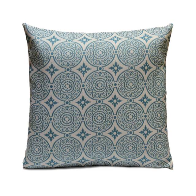 White & Turquoise Blue Pillow, Throw Pillow Cover, Decorative Cushion Pillowcase, Cotton Blend, Indoor Outdoor - image 1