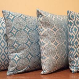 White & Turquoise Blue Pillow, Throw Pillow Cover, Decorative Cushion Pillowcase, Cotton Blend, Indoor Outdoor - thumbnail 3