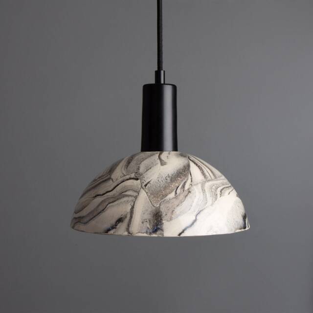 Kauri Marbled Ceramic Dome Pendant Light 7.75'' Ip20 - image 1