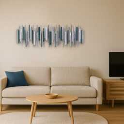 Modern Wood Wall Art - Teal & Grey Contemporary Wooden Decor - thumbnail 2