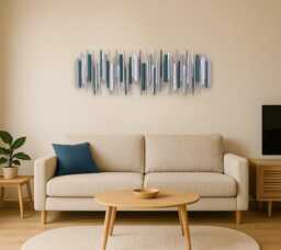 Modern Wood Wall Art - Teal & Grey Contemporary Wooden Decor
