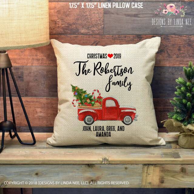 Personalized Christmas Pillow Cover Family Decor Custom Name Throw Housewarming Gift Pch12 - image 1