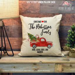 Personalized Christmas Pillow Cover Family Decor Custom Name Throw Housewarming Gift Pch12 - thumbnail 1