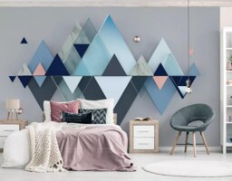 3D Triangle Wallpaper Mural, Geometric Wall Decor, Peel & Stick - thumbnail 1