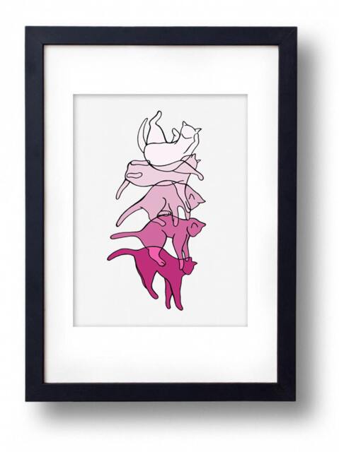 Special Edition The Art Of Falling - Pink Cat Print