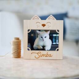 Personalized Wooden Cat Photo Frame & Picture - Custom Eco-Friendly Gift For Cat Lovers, Unique Pet Picture Frame, Perfect Feline Memories - thumbnail 1