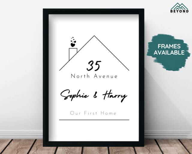 Personalised Housewarming Print Gift - New Home Decor Custom House Moving Present Address Text - image 1