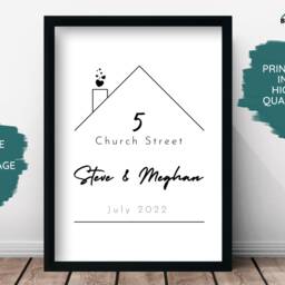 Personalised Housewarming Print Gift - New Home Decor Custom House Moving Present Address Text - thumbnail 2