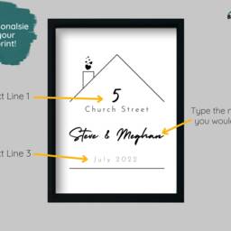 Personalised Housewarming Print Gift - New Home Decor Custom House Moving Present Address Text - thumbnail 3