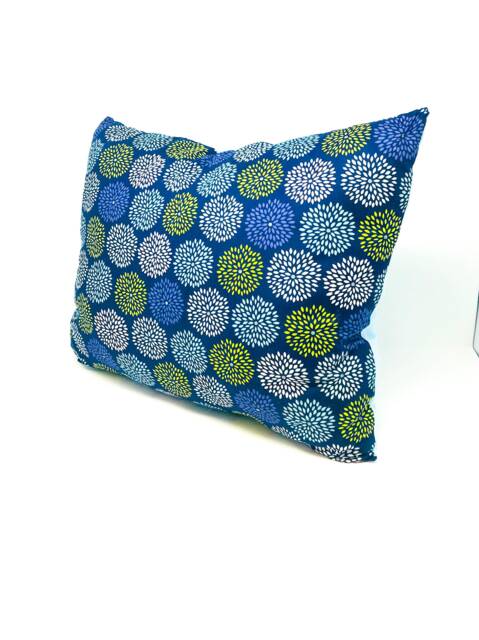 Hand Crafted Dahlia Throw Pillow - Blue & Green Floral Design - image 1