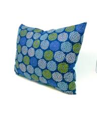 Hand Crafted Dahlia Throw Pillow - Blue & Green Floral Design - thumbnail 1