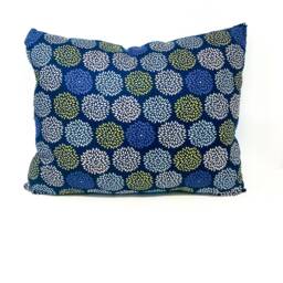 Hand Crafted Dahlia Throw Pillow - Blue & Green Floral Design - thumbnail 2