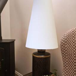 Extra Large Cone Lampshade in White Linen Fabric, Conical Fat Lamp Shade - thumbnail 2