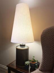 Extra Large Cone Lampshade in White Linen Fabric, Conical Fat Lamp Shade - thumbnail 1