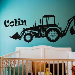 Personalized Excavator Name Wall Decal - Construction Truck Kids Room Sticker - thumbnail 2