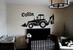 Personalized Excavator Name Wall Decal - Construction Truck Kids Room Sticker - thumbnail 1