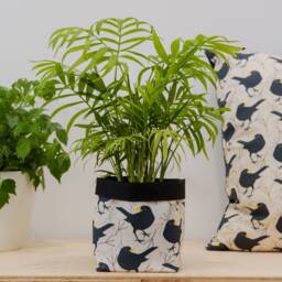 Blackbird Print Fabric Plant Pot - Waterproof Textile Basket - thumbnail 1
