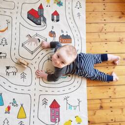 Baby Play Mat Organic Cotton Road Design For Room - thumbnail 1