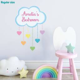Personalised Rainbow Hearts & Cloud Wall Sticker, Unicorn Room Decor, Decal - thumbnail 3