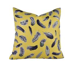 Boeme - Plumes Mustard Cushion Cover Pillow Throw Designer Home Decor - thumbnail 1