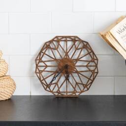 Geometric Wall Clock, Lines Wooden Diamond Wood Minimalist Modern Clock - thumbnail 2