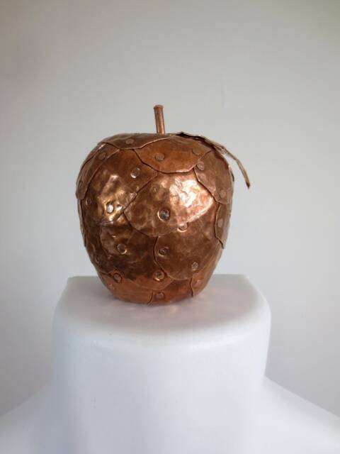 Unique Hammered Copper Apple Sculpture Made To Order - image 1