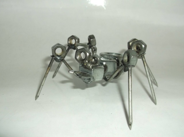 Ant Figurine, Recycled Metal Sculpture Garden Stake - image 1