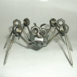 Ant Figurine, Recycled Metal Sculpture Garden Stake - thumbnail 3
