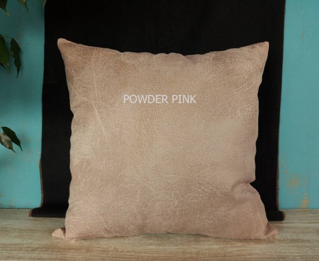 Powder Pink Vegan Leather Pillow Cover, Modern Scandinavian Decor - image 1