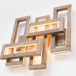 Led Wall Art - Geometric Wooden Light Handmade Oak Lighting Decor Minimalist Wandbeleuchtung Modern Sculpture For Home - thumbnail 3