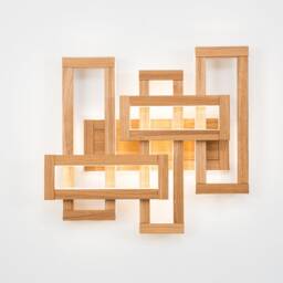 Led Wall Art - Geometric Wooden Light Handmade Oak Lighting Decor Minimalist Wandbeleuchtung Modern Sculpture For Home - thumbnail 2